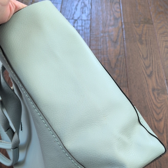 COACH I Light Aqua Blue Derby Pebble Leather Tote Bag Purse with Silver Tag - Picture 8 of 16